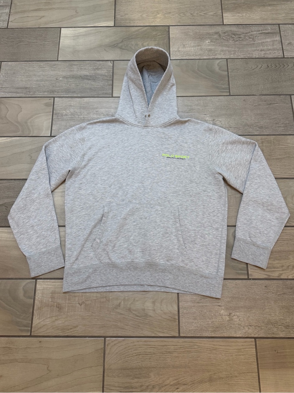 Vintage Polo Sport Ralph Lauren Hoodie Gray Neon Logo Pullover Y2K